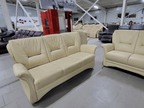 Set mobilier living piele naturală bej 3+2