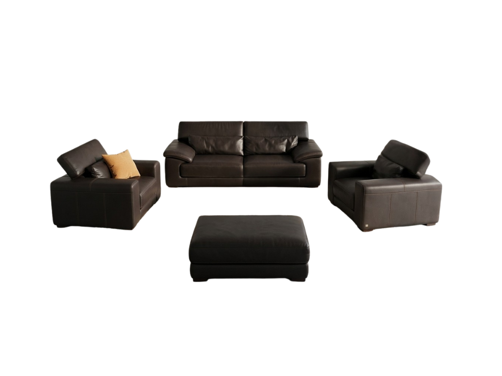 Set mobilier Premium exclusiv Calia Italia din piele naturala maro - MobiHaus